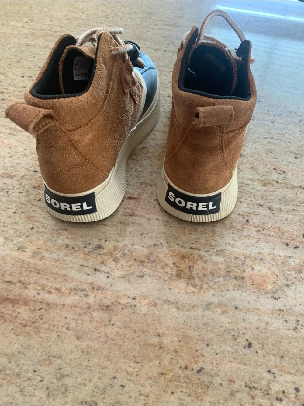 Sorel Kids Brown Suede and Black Waterproof Duck Boots